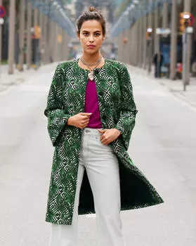 Выкройка: Жаккардовое пальто прямого кроя