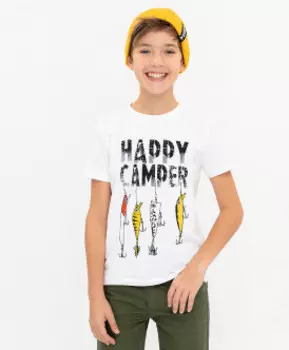 Белая футболка с принтом Button Blue