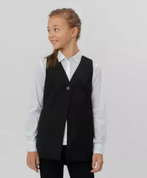 Черный удлиненный жилет Button Blue