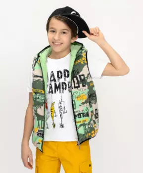 Двухсторонний жилет с капюшоном Button Blue