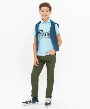 Голубое поло с принтом Button Blue