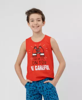 Красная майка с удлиненной спинкой Button Blue