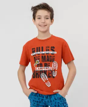 Оранжевая футболка с принтом Button Blue