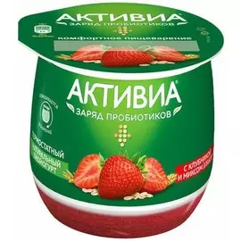 Биойогурт термостатный высокобелковый клубника-злаки микс Активиа 2,4%, 170г