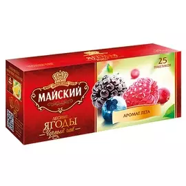 Чай лесные ягоды черный Майский 25пак*1,5г