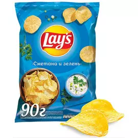 Чипсы Лейз Сметана-зелень 90г (св/у) Верный
