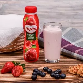 Йогурт со вкусом клубника земляника Чудо 2,4% 270г