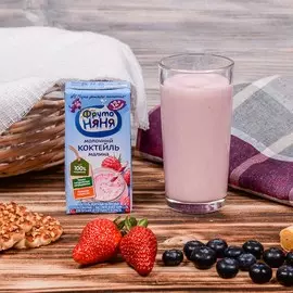 Коктейль молочный малина для детей с 12 месяцев ФрутоНяня 2,1% 200мл