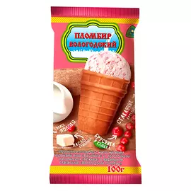 Мороженное брусника-клюква Вологодский пломбир 100г
