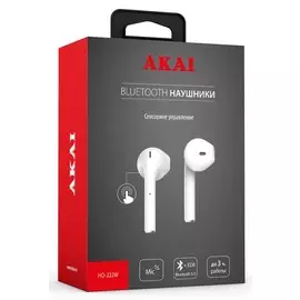 Наушники беспроводные HD-222W True Wireless белые Akai