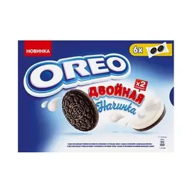 Печенье с какао и двойной начинкой с ванильным вкусом Oreo 170г