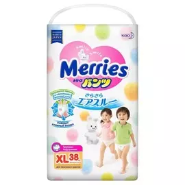Подгузники-трусики Merries XL 12-22кг 38шт