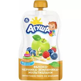 Пюре яблоко черника земляника и злаки Агуша 90г