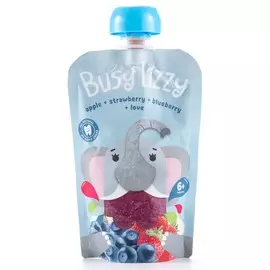 Пюре яблоко, клубника, черника Busy Lizzy 100г