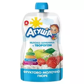 Пюре яблоко-клубника-творог Агуша 90г