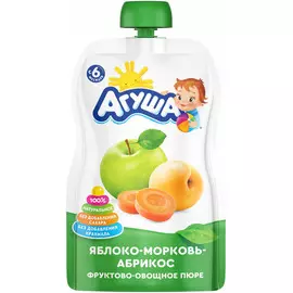 Пюре яблоко-морковь-абрикос Агуша 90г