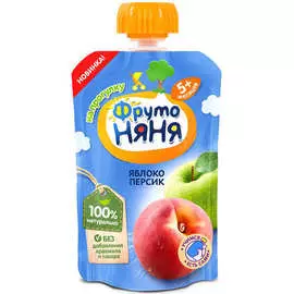 Пюре яблоко-персик натуральное ФрутоНяня 90г