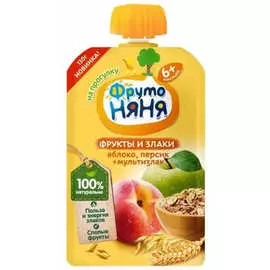 Пюре яблоко персик со злаками ФрутоНяня 130г