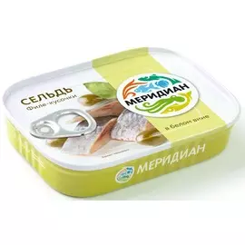 Сельдь в белой винной заливке Меридиан 115г