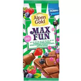 Шоколад клубника малина черника Alpen Gold Max Fun 160 г