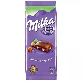 Шоколад молочный с цельным фундуком Милка 90г