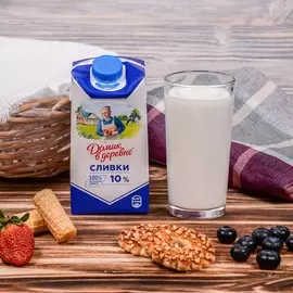 Сливки стерилизованные Домик в деревне 10% 480г