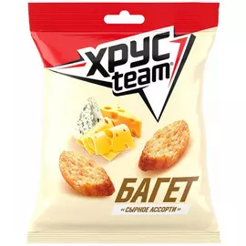 Сухарики багет сырное ассорти Хрусteam 60 г