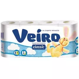 Туалетная бумага двухслойная Veiro Классик 8шт