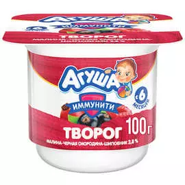 Творог фруктовый малина-смородина черная-шиповник Агуша 3,8% 100г