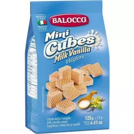 Вафли мини кубики молоко и ваниль Balocco 125г