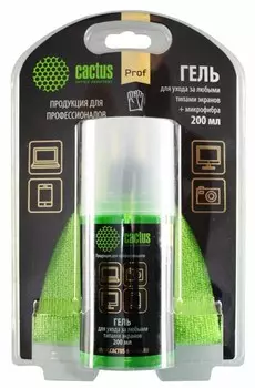 Чистящий набор (салфетки + гель) Cactus CS-S3004BL (S3004BL) для экранов и оптики блистер 1 шт 25х25 см 200 мл