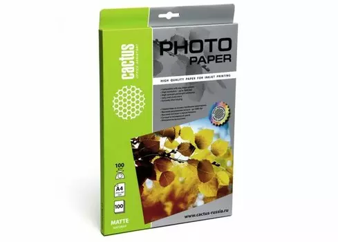 Фотобумага Cactus CS-MA4100100 A4, 100г/м2, 100л, белая матовая для струйной печати