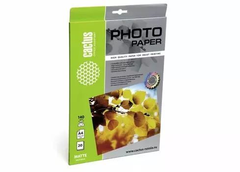 Фотобумага Cactus CS-MA414020 A4, 140г/м2, 20л, белая матовая для струйной печати