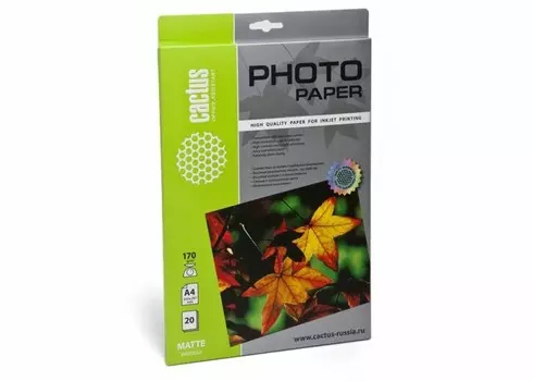 Фотобумага Cactus CS-MA417020 A4, 170г/м2, 20л, белая матовая для струйной печати