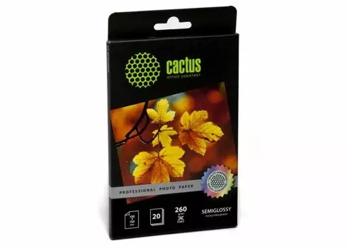 Фотобумага Cactus CS-SGA626020 10x15, 260г/м2, 20л., белый полуглянцевое для струйной печати
