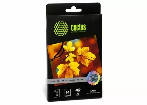 Фотобумага Cactus CS-SMA626020 10x15, 260г/м2, 20л., белый шелковисто-матовое для струйной печати