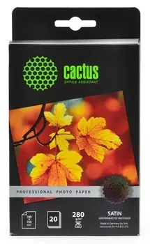 Фотобумага Cactus Prof CS-SMA628020 10x15, 280г/м2, 20л., белый шелковисто-матовое для струйной печати