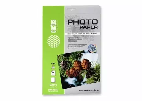 Магнитная фотобумага Cactus CS-KMMA469020 A4, 690г/м2, 20л., матовая для струйной печати