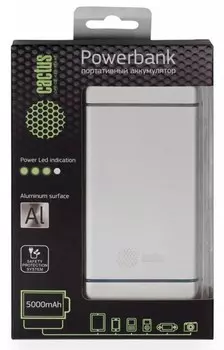 Мобильный аккумулятор Cactus CS-PBMS028-5000AL 5000mAh 2.1A серебристый
