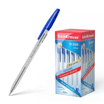 Ручка шариковая ErichKrause R-301 Classic Stick, цвет чернил синий (50 шт.)