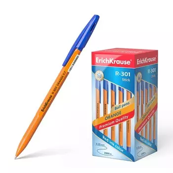 Ручка шариковая ErichKrause R-301 Orange Stick, цвет чернил синий (50 шт.)