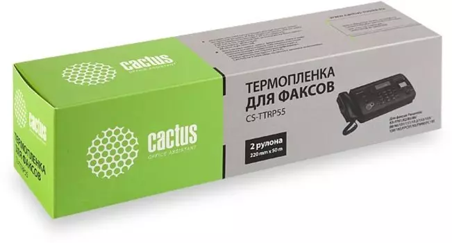 Термопленка Cactus CS-TTRP55 (KX-FA55A) черный для принтеров Panasonic KX FC166, FC175, FC176, FC178, FC195, FC195ru, FM89, FM90, FM90ru, FM189, FP80, FP81, FP82, FP82rs, FP85, FP86, FP88, FP150, FP151, FP152, FP153, FP155, FP156