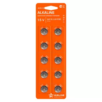 Батарейка AG10/LR1130 щелочная 10 шт. AIRLINE