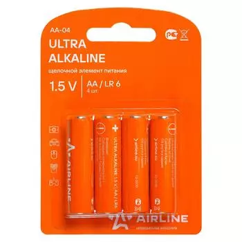 Батарейки LR6/AA щелочные 4 шт. блистер AIRLINE