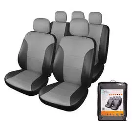 Чехлы для сидений универсальные "CARDINAL", 11 пред., экокожа, цвет серый/черный AIRLINE