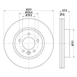 Диск тормозной передний для автомобилей Land Rover Discovery (04-) d=317 TRIALLI