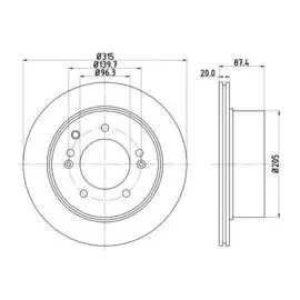 Диск тормозной задний для автомобилей Kia Sorento I (02-) d=315 TRIALLI