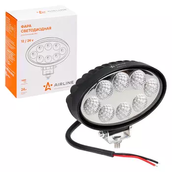 Фара светодиодная овальная, 8 LED рассеянный свет, 24W, (140х86х55) 12/24V AIRLINE