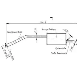 Глушитель для автомобилей VW Fox (03-) осн. (алюминизированная сталь) TRIALLI