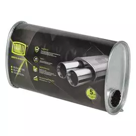 Глушитель универсальный (овальный) 131х221, L=380, d=50, смещение 62 мм (нержавеющая алюминизированная сталь) TRIALLI